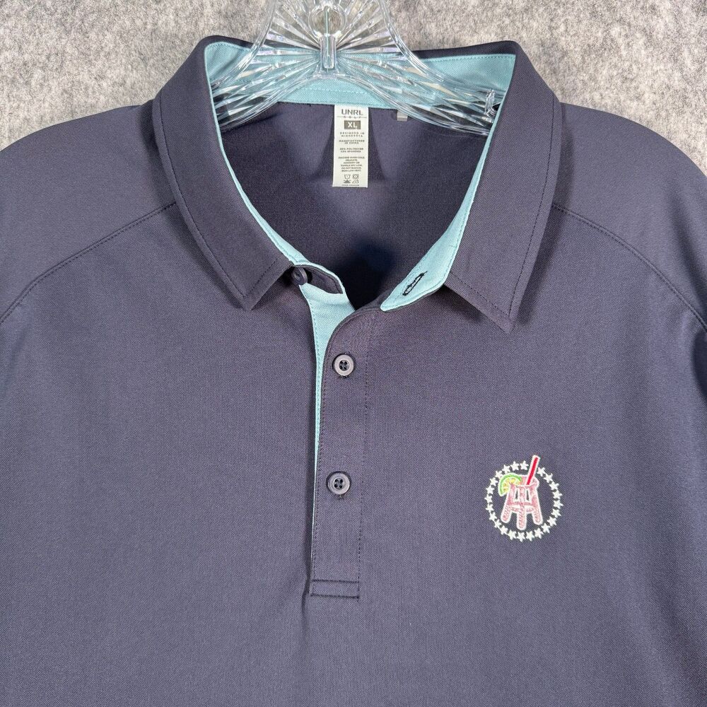 UNRL Barstool Sports Polo Shirt Mens XL Blue Golf Transfusion Performance